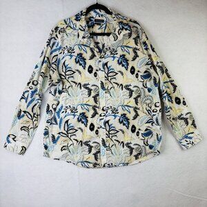 Club Room Shirt Mens XL Regular Fit Floral Long Sleeve Logo Collar Button Down